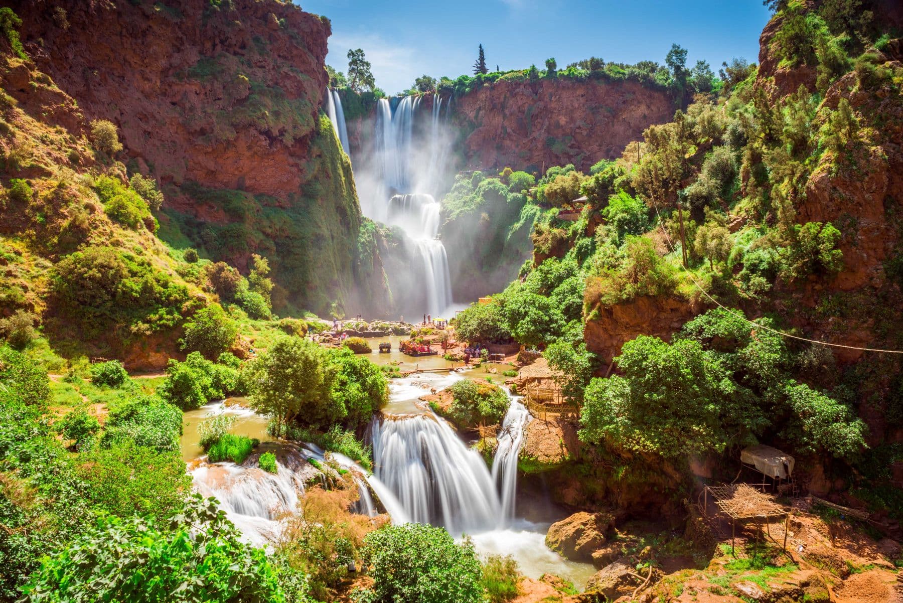 Lush green Ouzoud Waterfalls